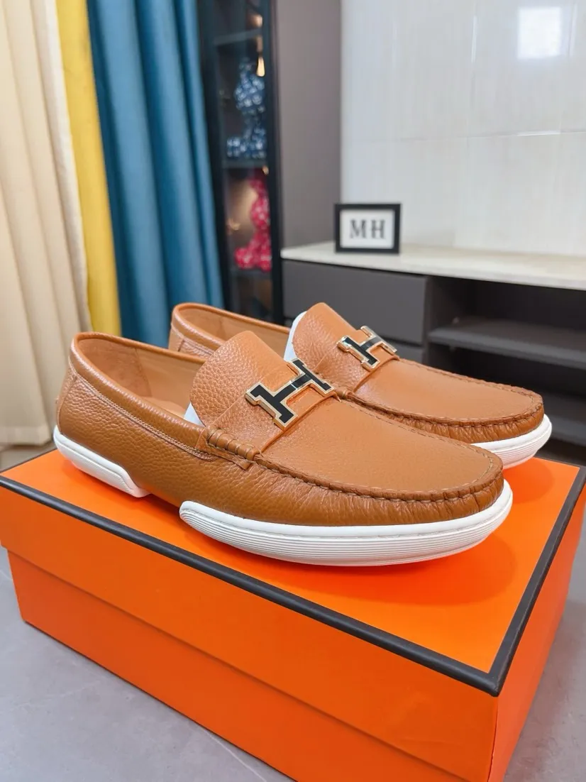 Men's shoes 💰458🌹🌹Niuli "HERMES" Hermès business leather shoes, original factory configuration, original imported cowhide upper + luxury hardware logo + fully imported original customized cowhide lining, sole: rubber wear-resistant outsole, difficult craftsmanship, original factory follow-up goods, 🔍🔍high quality code number: 38-44 45 can be customized